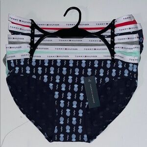 Tommy Hilfiger Bikini womens M 5 pack panties cotton pineapple print blue red